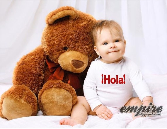 Hola Baby tee, Baby outfits, hello Baby tshirt, hello in Spanish, Love tees, Kids outfit, kids shirts, baby romper, baby onesie, Mothers Day