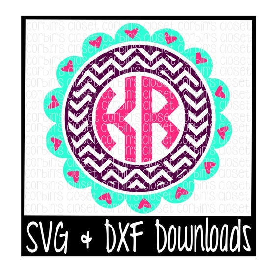 Download Scalloped Circle Heart Monogram Cutting File SVG by ...