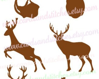 Deer Silhouettes SVG - Deer SVG - Wildlife SVG - Digital Cutting File - Graphic Design - Instant Download - Svg, Dxf, Jpg, Eps, Png