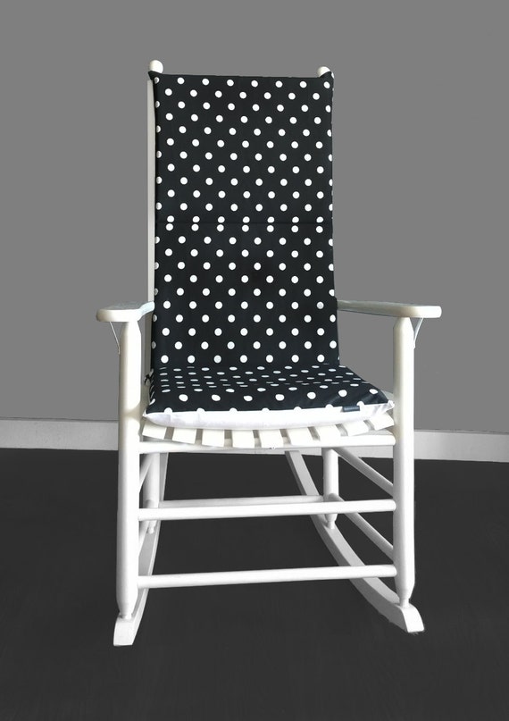 Rocking Chair Cushion Cover Black White Polka Dot