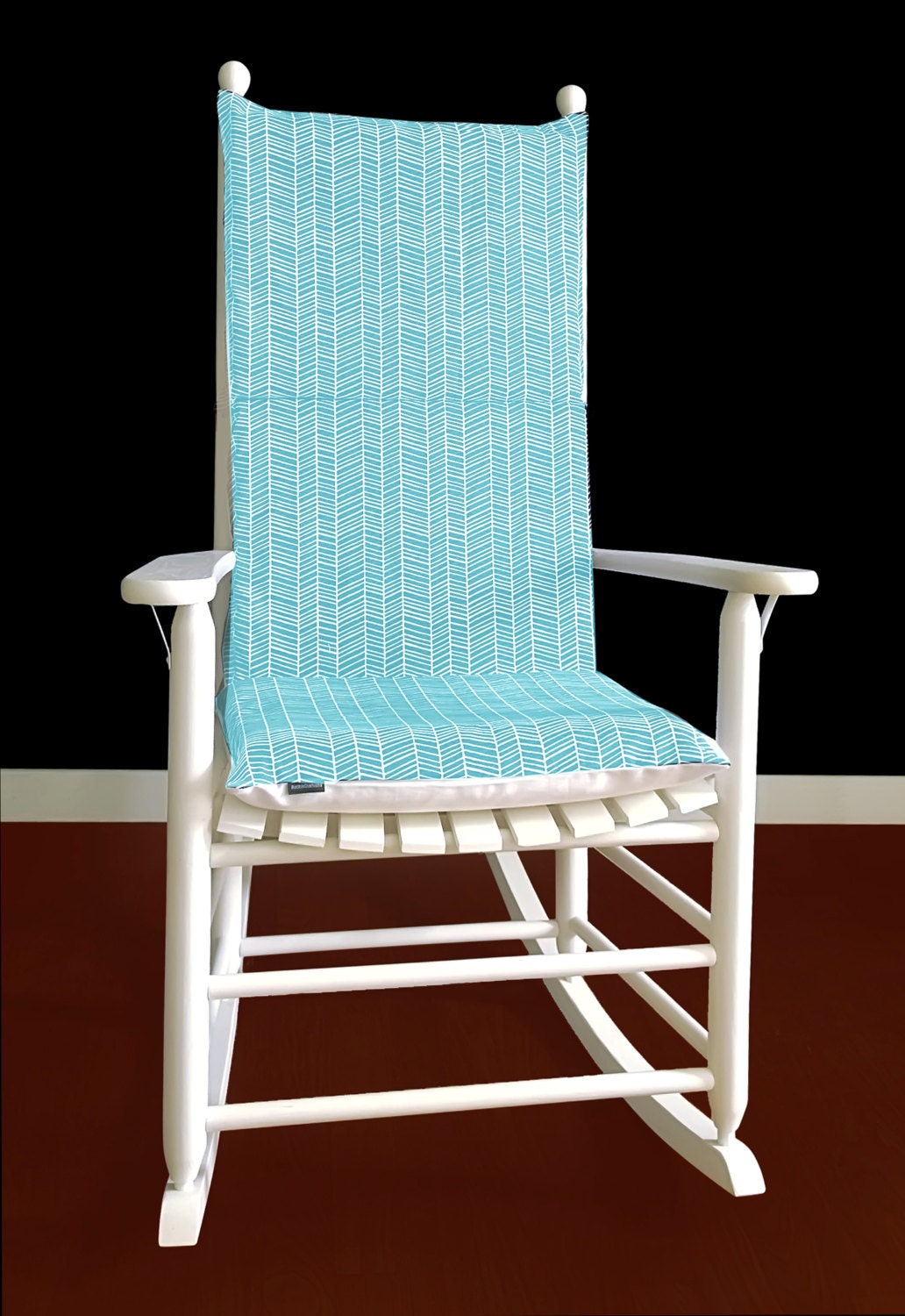 Rocking Chair Cushion Cover Modern Meadow Herringbone Pond