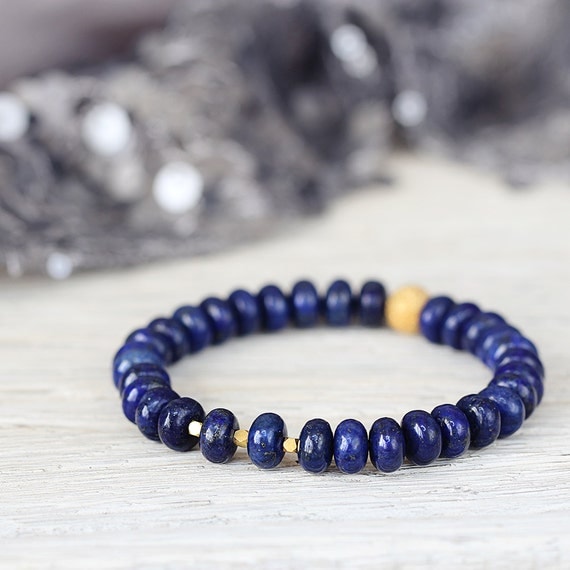 Lapis Lazuli Bracelet - Blue Gemstone Bracelet - Lapis Lazuli Jewellery - Blue Statement Bracelet