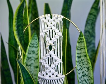 Macrame Wall Hanging - 45" Natural White Cotton Rope w/ 8" Brass Ring - Boho Home, Nursery, Wedding Decor - MADE TO ORDER