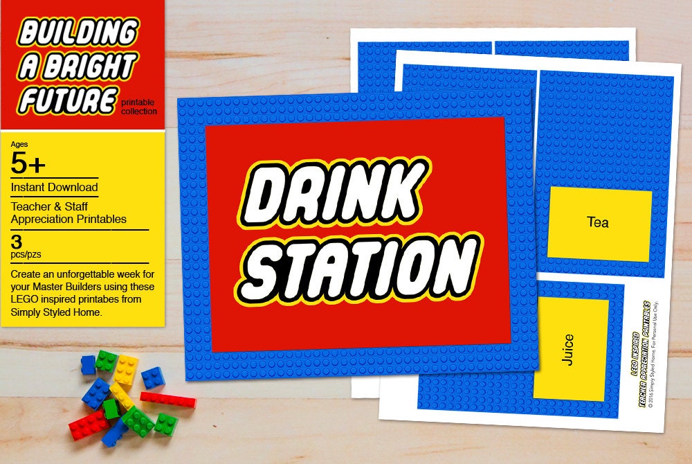 INSTANT Drink Station Sign And Labels In Blue By SimplyStyledHome