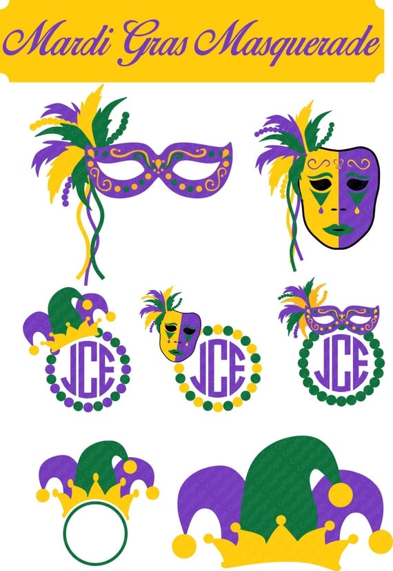 Download Mardi Gras Masquerade Mask Monogram Frame by 2SassyChicBoutique