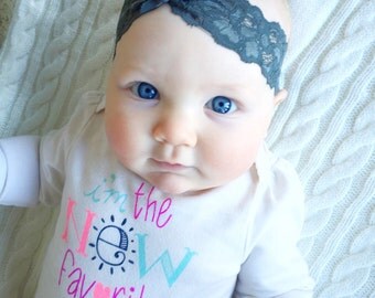 Moss Green Lace Band // gray, baby girl headband, boho, fall, infant, newborn, toddler :L