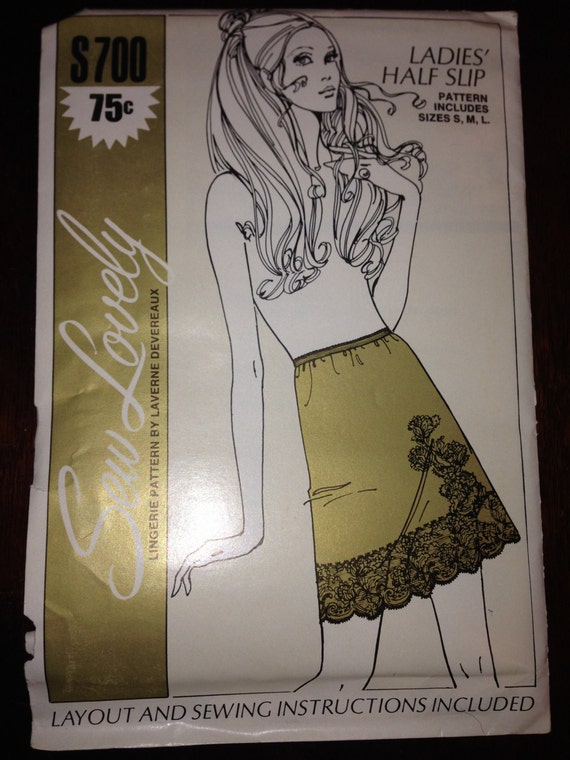 Sew Lovely Sewing Pattern 700 Ladies Lingerie Half Slip Undergarments Size S, M, L 70s Uncut