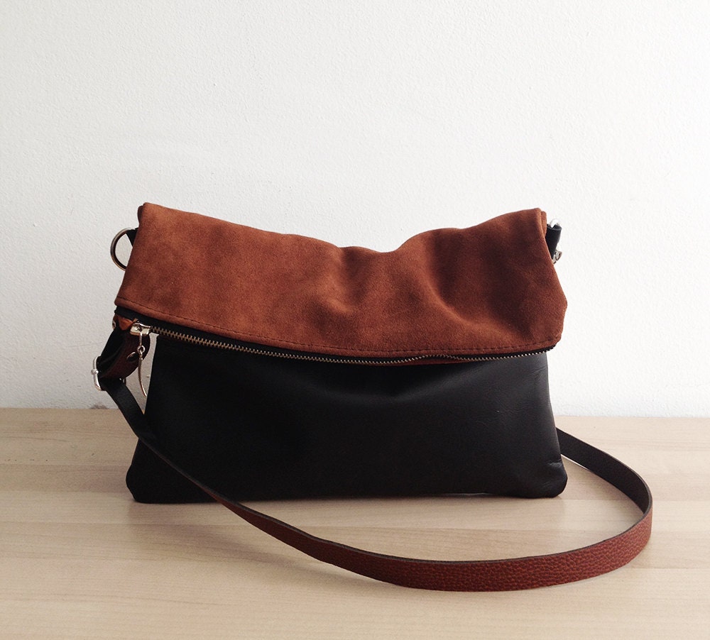 Leather Crossbody Bag Foldover Bag Shoulder bag Slouchy