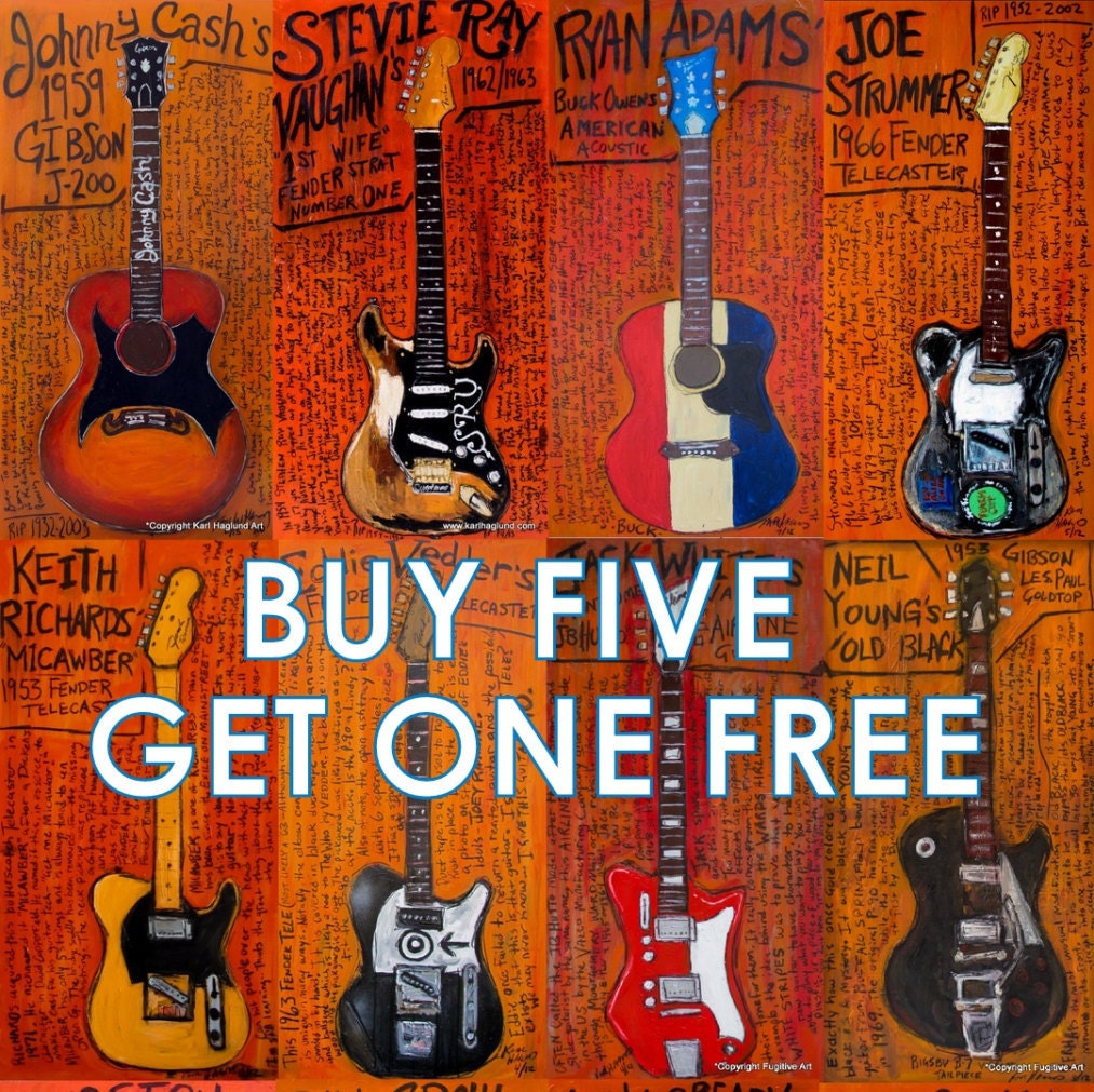 Guitar Artwork. Posters. Prints. Buy any 5 11x17 Guitar Art