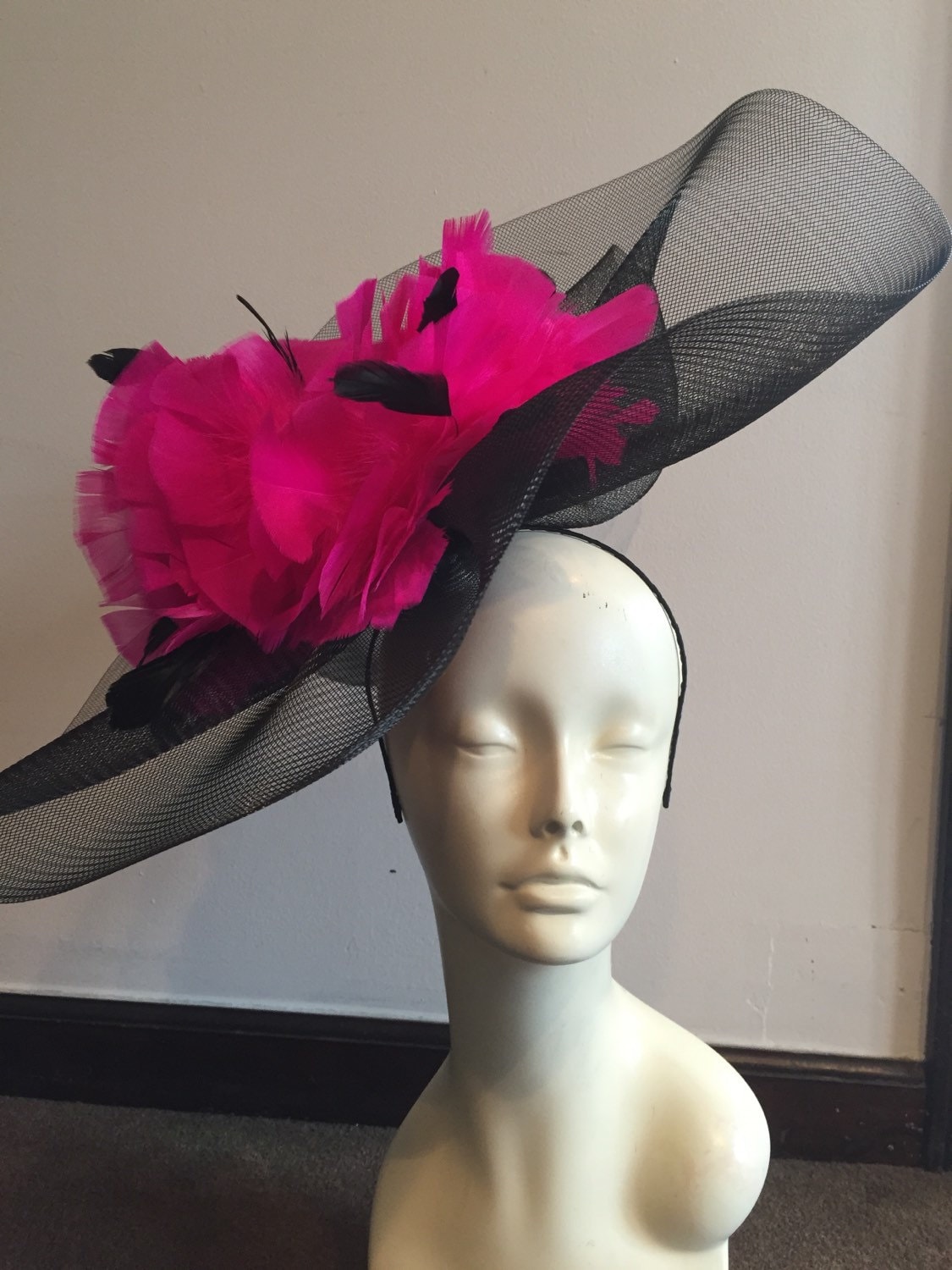Fuschia HatHot Pink FascinatorLuncheon HatDerby NYCDerby