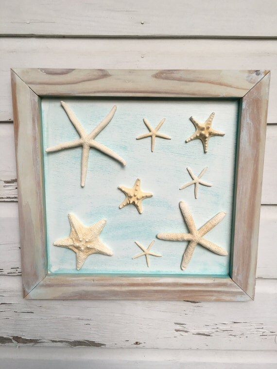 Starfish Framed Art/Reclaimed Wood Wall Art/Beach House Decor