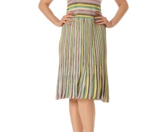 1980s Missoni Multicolor Striped Pleated Knit Dress SIZE: S, 2