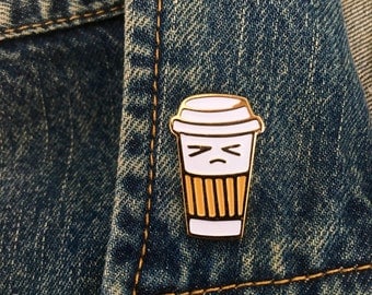 Grumpy Coffee Pin! coffee cup enamel pin /coffee lovers / foodies/ cappuccino /caffeine/ espresso/ starbucks / latte/coffee addict/ togo cup