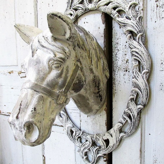 Painted horse head wall mount faux taxidermy by AnitaSperoDesign