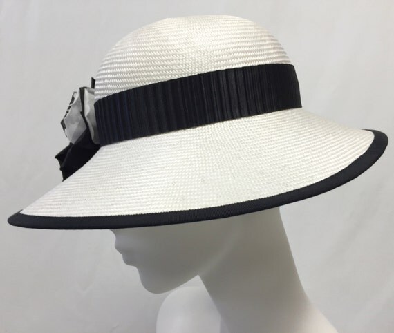 Women's White Cloche Hat White Straw Summer by MakowskyMillinery