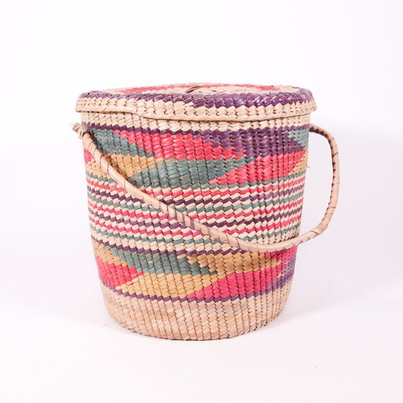 Large Colorful Woven Tribal Basket