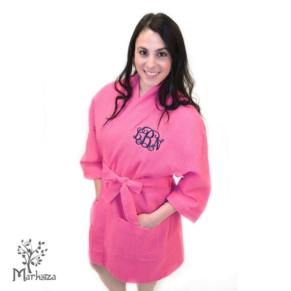 Set of 2 Bridesmaid Robes Waffle Weave Spa Robe Wedding by Markeza