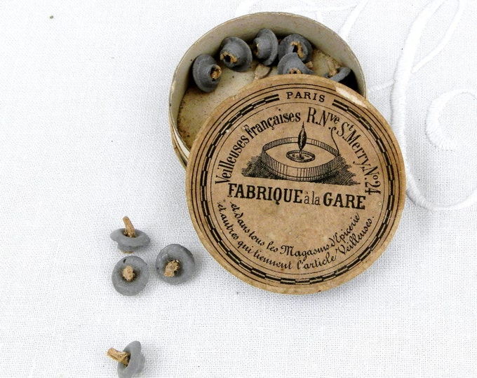 Antique French Original "Fabrique à la Gare" Vegtable Oil Night Light Wicks with Original Box, Floating Candle, Paris, Lamp, Lights, Home