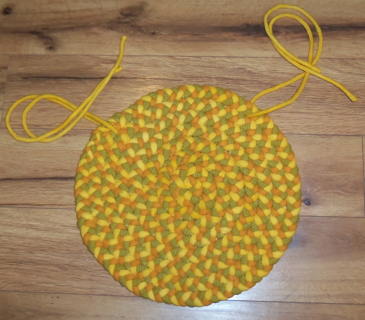 Custom Order 3 Color Round Braided Wool Chair Pads
