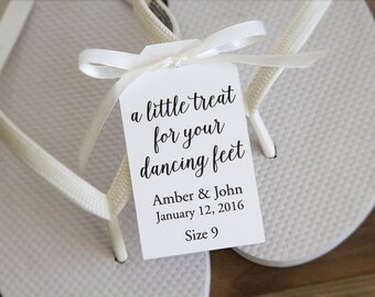 A little treat for your dancing feet - Flip Flop Tags - Slipper tags - Wedding Tags - Wedding Favor Tags - Dancing Shoes - LARGE