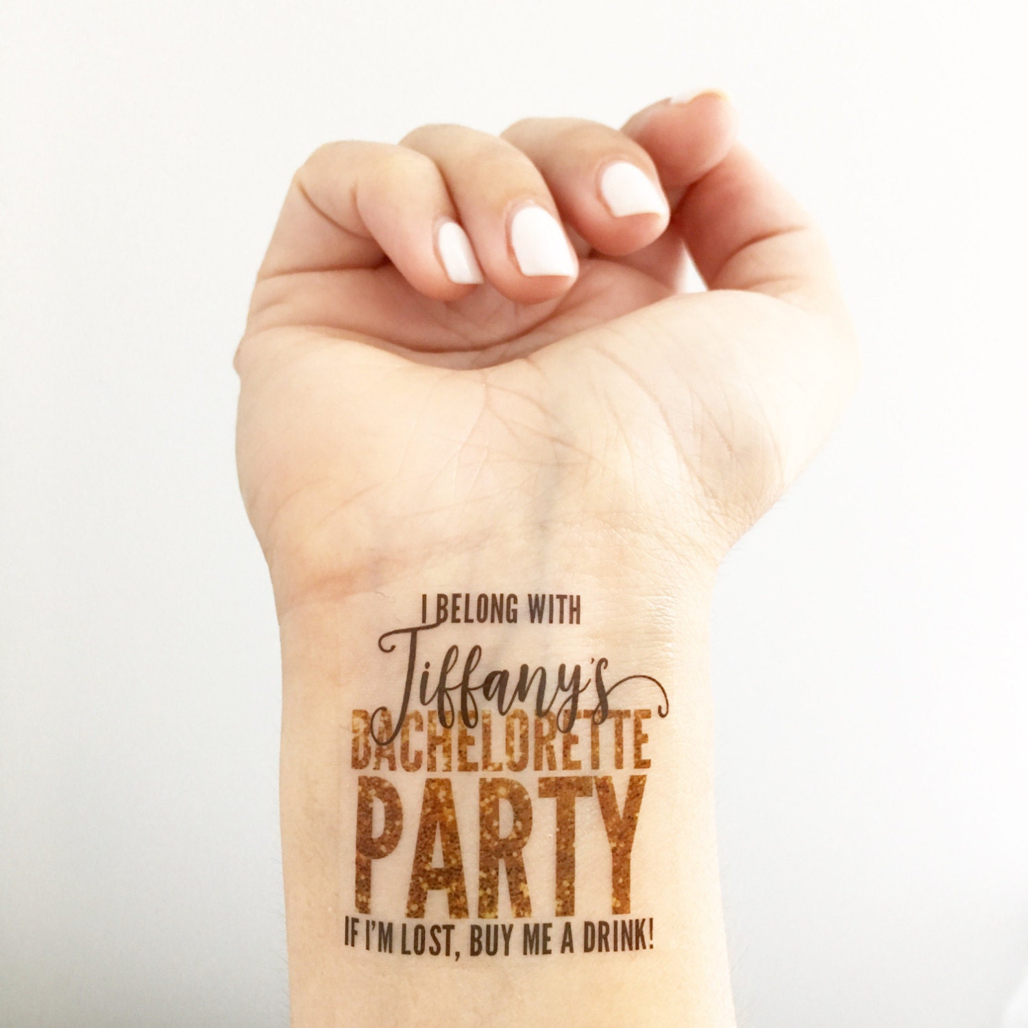 15 Custom Bachelorette Party Temporary Tattoos- Gold Glitter