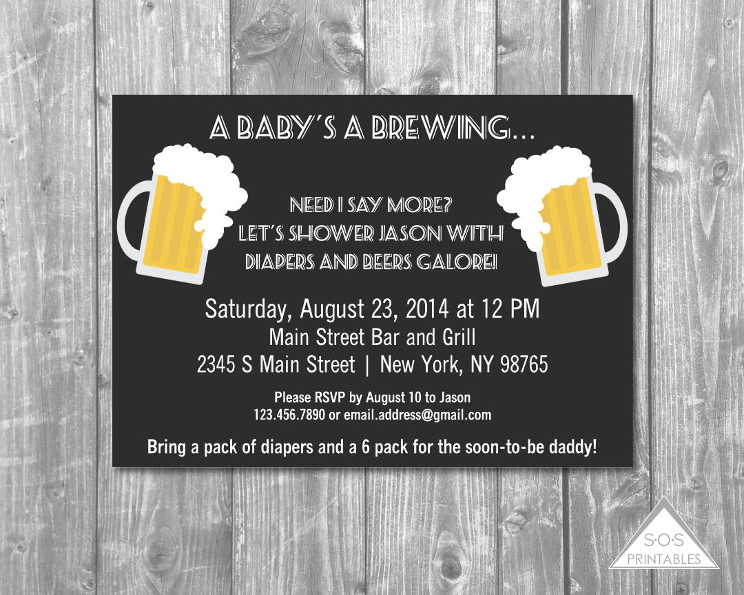 Diaper and Beer Party Invitation Men's Shower Invitation