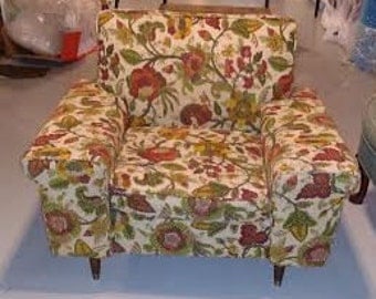 BEFORE FRAME - Upholstered Vintage Mid Century Chair -Vintage large club chair -Available for Custom Order