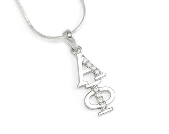 Alpha Phi Sterling Silver Lavaliere set with Lab-Created Diamonds// ΑΦ Sorority Jewelry// Sorority Lavaliere// Gifts for Her// Sorority gift