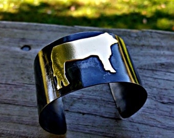 Show Steer Cuff, Metal Cow Bracelet, Cow Jewelry, Mixed Metal Bracelet, FFA Jewelry, Rustic Metal Bracelet, Cowgirl Jewelry, Cow Girl, Steer