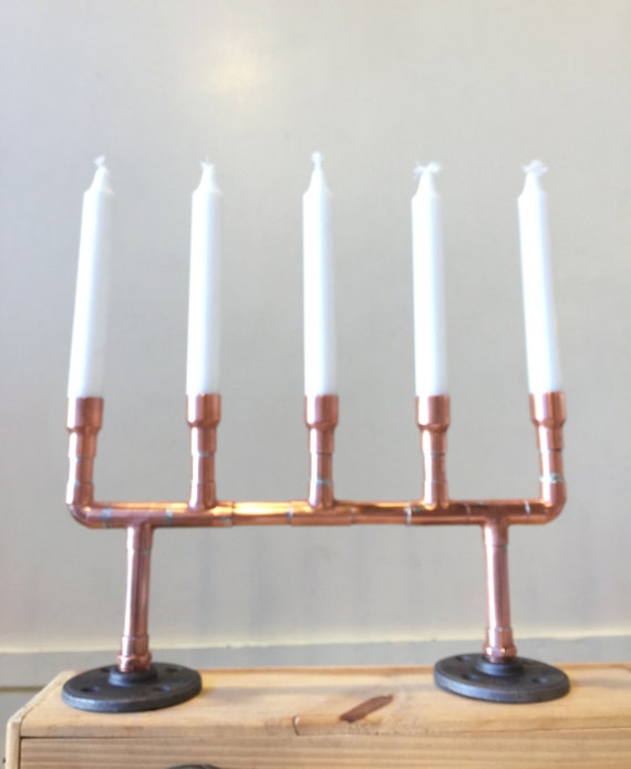 Copper Pipe Candle Holder Industrial Centerpiece by MacAndLexie
