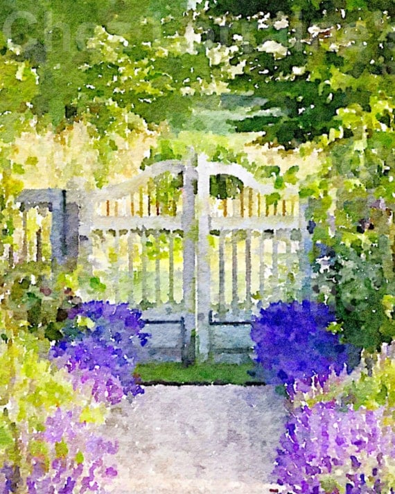 The Garden Gate: A Fine Art Watercolor Landscape by ChezLorraines