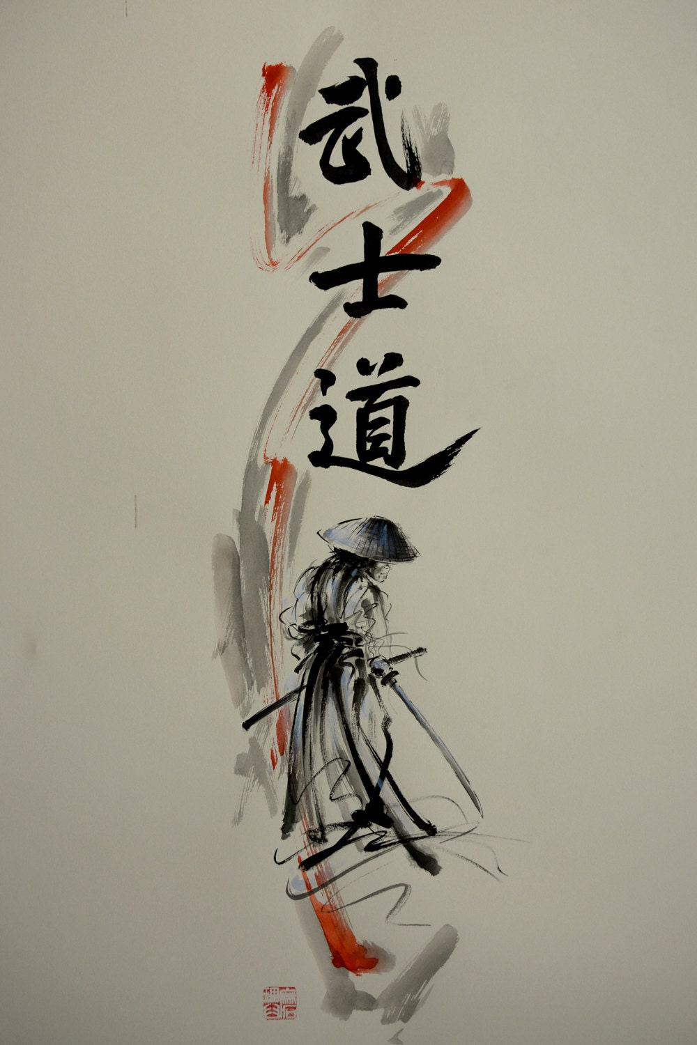 kanji strokes 9 Abstract Samurai. of Painting. Way the Bushido Style Modern