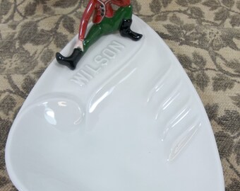 Elf Pixie Fairy Tidbit Dish Tobacciana Ashtray MCM Wilson Pottery Ceramic Dish Cigarette Vintage