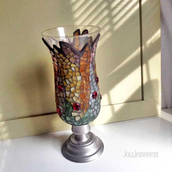 Vintage Mosaic Candle Holder Mosaic Hurricane Candle Holder