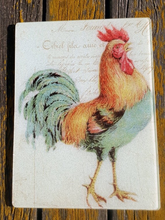 Rooster Tempered Glass Cutting Board