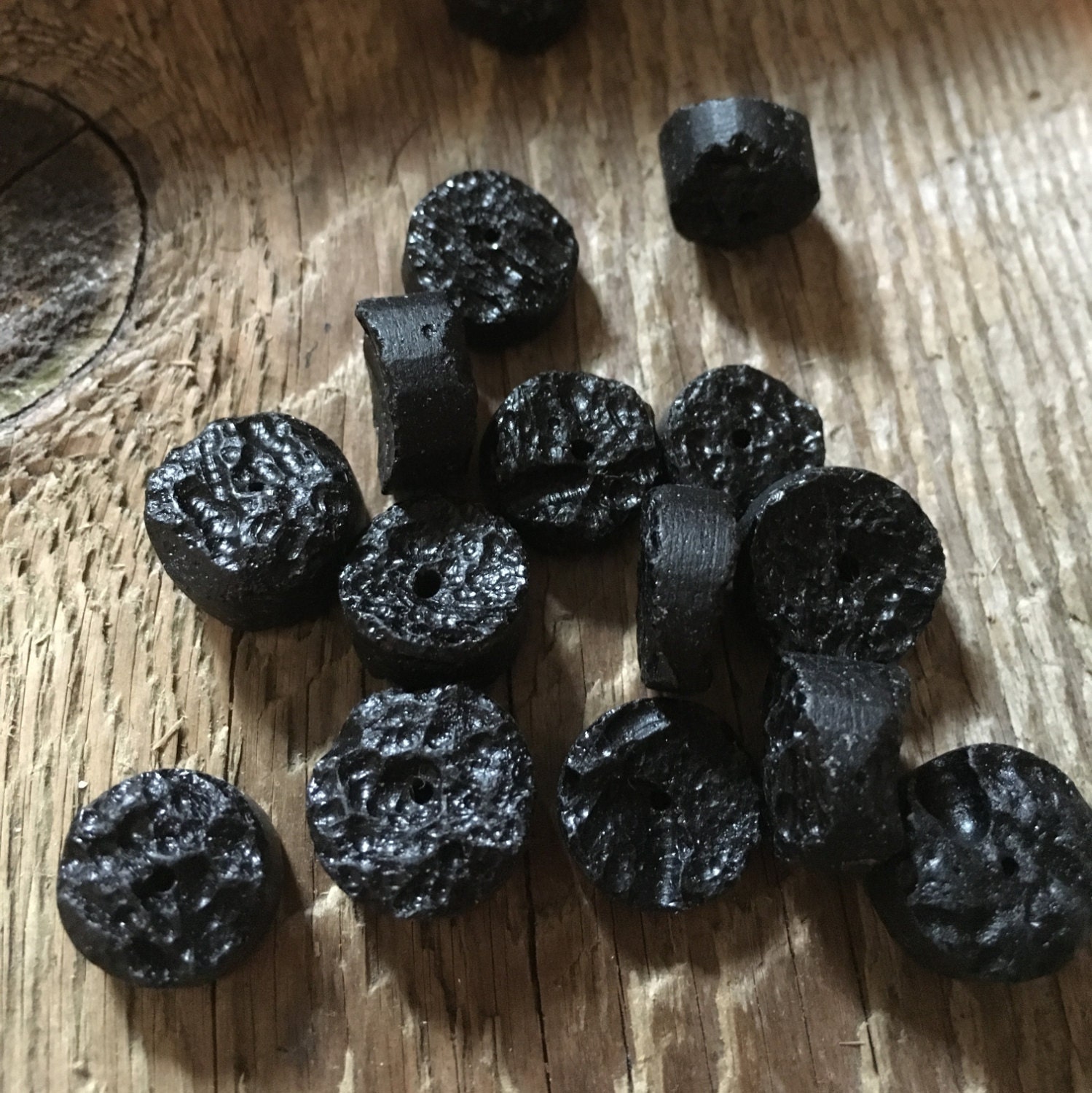 Black Volcanic Pumice Stone Split Barrels Black Smooth