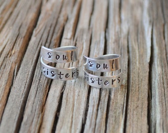 Best friend rings / Soul Sisters/ Best Friend Gift/ Sister Gift / personalized jewelry / BFF gift / Bff rings /stocking stuffer/unique gifts