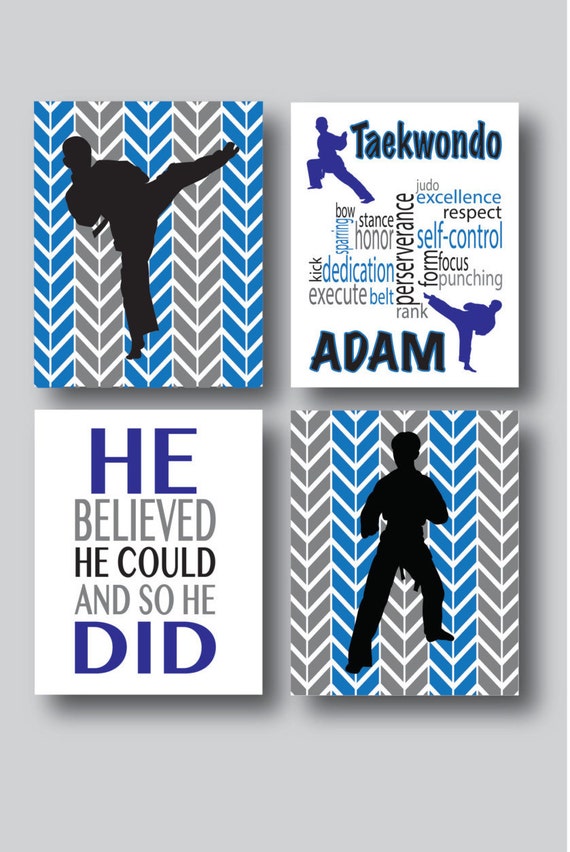 Set of 4 Personalized Karate Prints Boys Sports by MDesignCompany