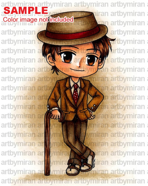 Digital Stamp - Gentleman George (ABM001), Digi Stamp, Coloring page, Printable Line art for Card and Craft Supply