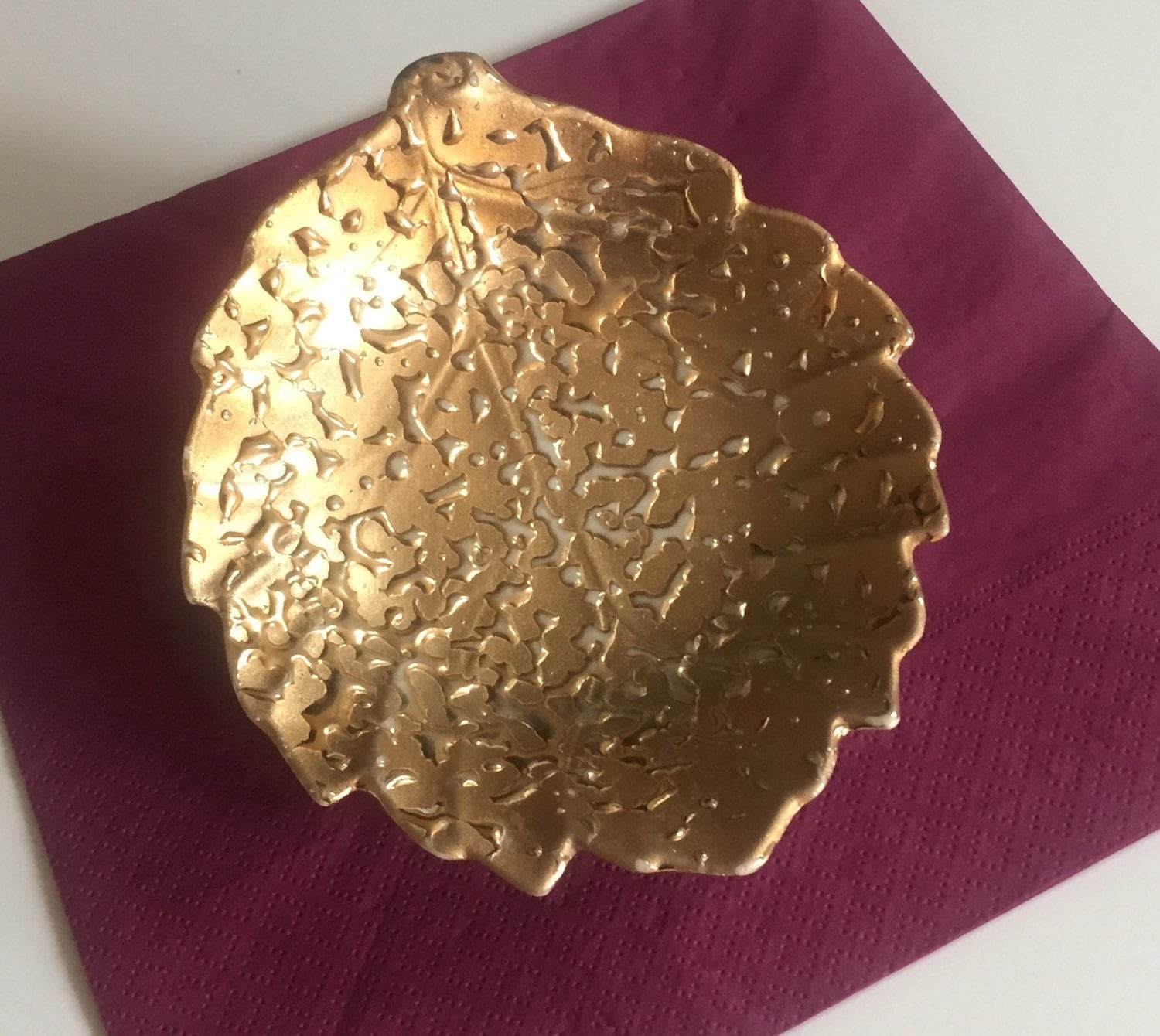 Weeping Gold Dish / Hand decorated 22K gold / Jewelry Dish
