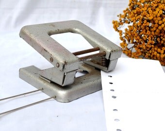 Vintage Paper Hole Puncher, Office Stationery, Massive Desk Accessory,Vintage Office Table, Vintage Stapler, metal puncher, seventies office