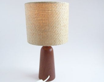 Teak Mid Century Table Lamp // 1950s table lamp teak wood // Mid century lamp shade included