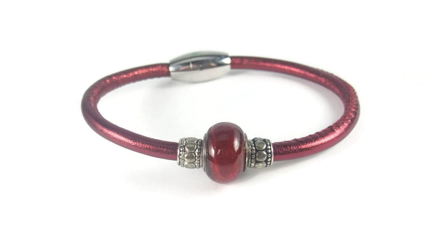 Red Leather Wrap Bracelet Womens Leather Bracelet Womens