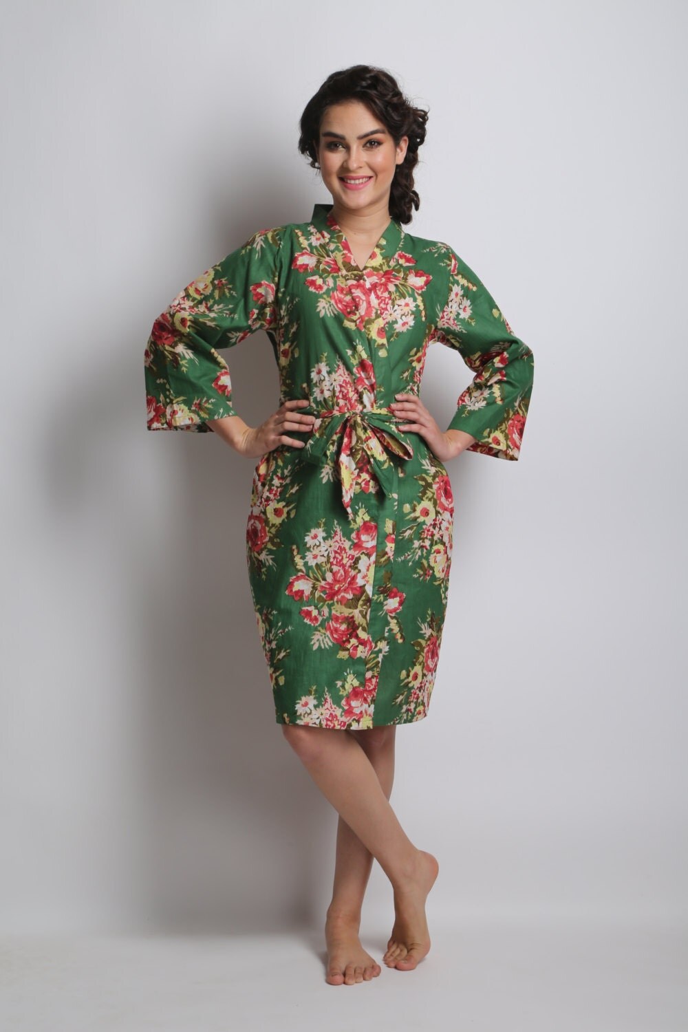 Dark green robe leaf green gown green bridesmaid forest