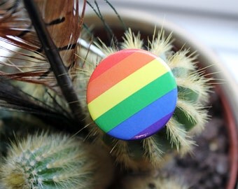 Rainbow flag, gay pride, LGBT pride 32mm pin back badge