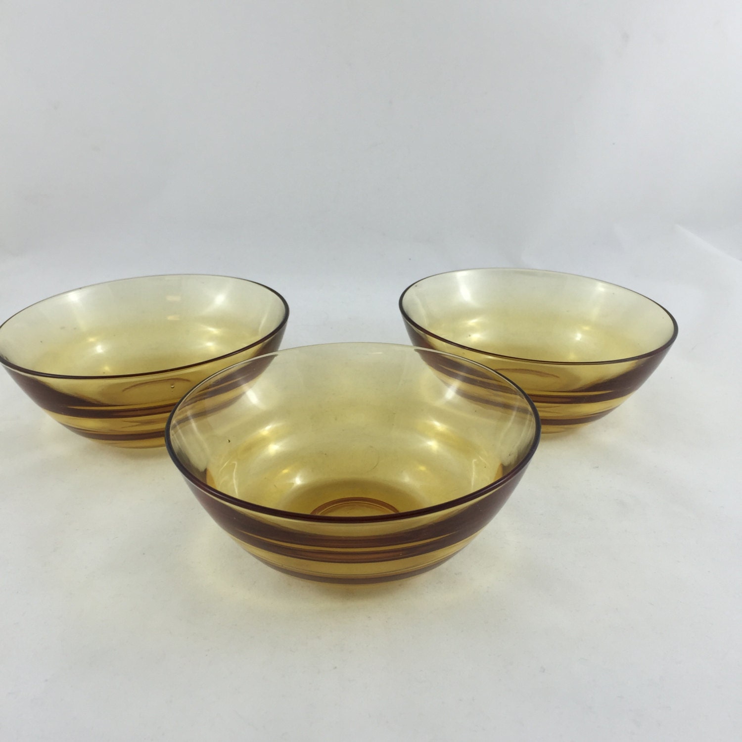 Vintage Amber Glass Salad Bowls Small Serving Bowls Set Of 3 8066