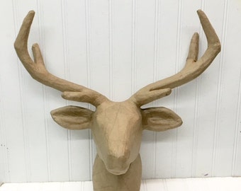 Paper Mache Deer Head/Animal Head/Large Deer Head/Deer Mount/Nursery Decor/  DIY/ Taxidermy/ Paper Mache/ Wall Mount/Wall Decor