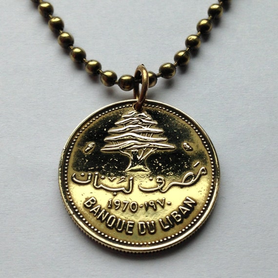 1970 Lebanon 10 Piastres Coin Pendant Lebanese By Coinedjewelry