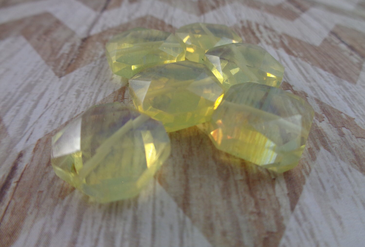 2 Yellow Quartz Faceted Beads Translucent Light Yellow Stone
