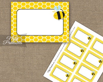 Bumble Bee Labels - Bumble Bee Food Labels Party Decor - Printable Bee Blank Nametags - Bee Baby Shower Bee Birthday Favor Buffet Labels BEE